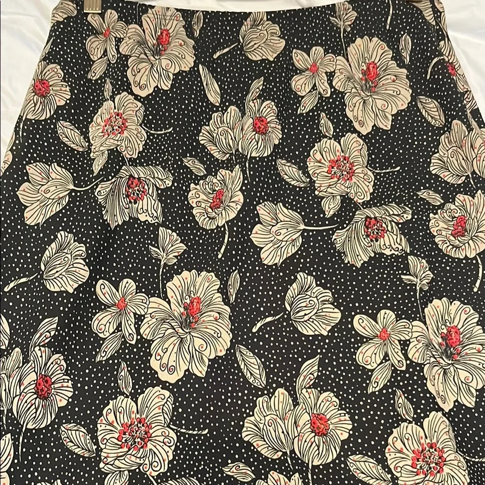Dialogue Black Floral Ruffled Chiffon High/low Asymmetrical Elastic Skir… - Picture 4 of 5